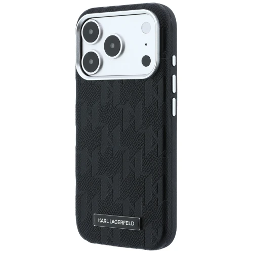 Etui Karl Lagerfeld Grained Mono Resin Logo do iPhone 18 Pro Max / 17 Pro Max do MagSafe, czarne