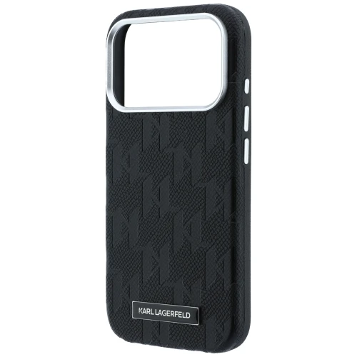 Etui Karl Lagerfeld Grained Mono Resin Logo do iPhone 18 Pro Max / 17 Pro Max do MagSafe, czarne