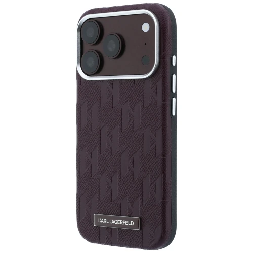 Etui Karl Lagerfeld Grained Mono Resin Logo do iPhone 18 Pro / 17 Pro do MagSafe, burgundowe