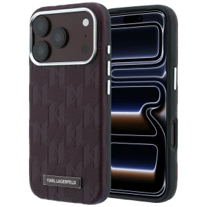 Etui Karl Lagerfeld Grained Mono Resin Logo do iPhone 18 Pro Max / 17 Pro Max do MagSafe, burgundowe
