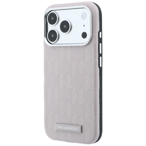 Etui Karl Lagerfeld Grained Mono Resin Logo do iPhone 18 Pro / 17 Pro do MagSafe, różowe