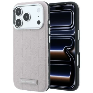 Etui Karl Lagerfeld Grained Mono Resin Logo do iPhone 18 Pro Max / 17 Pro Max do MagSafe, różowe