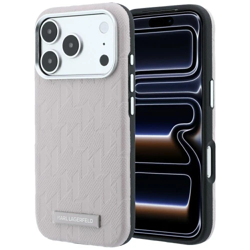 Etui Karl Lagerfeld Grained Mono Resin Logo do iPhone 18 Pro Max / 17 Pro Max do MagSafe, różowe