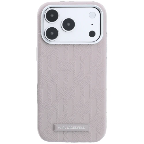 Etui Karl Lagerfeld Grained Mono Resin Logo do iPhone 18 Pro Max / 17 Pro Max do MagSafe, różowe