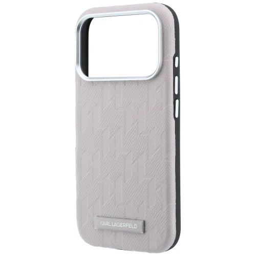 Etui Karl Lagerfeld Grained Mono Resin Logo do iPhone 18 Pro Max / 17 Pro Max do MagSafe, różowe