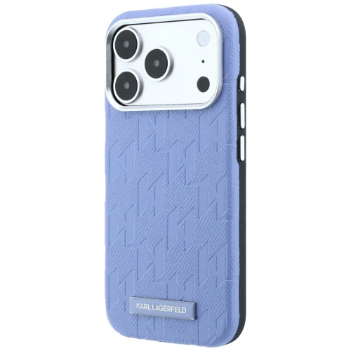 Etui Karl Lagerfeld Grained Mono Resin Logo do iPhone 18 Pro / 17 Pro do MagSafe, niebieskie
