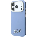 Etui Karl Lagerfeld Saffiano Small Script Metal Logo do iPhone 18 Pro / 17 Pro do MagSafe, niebieskie