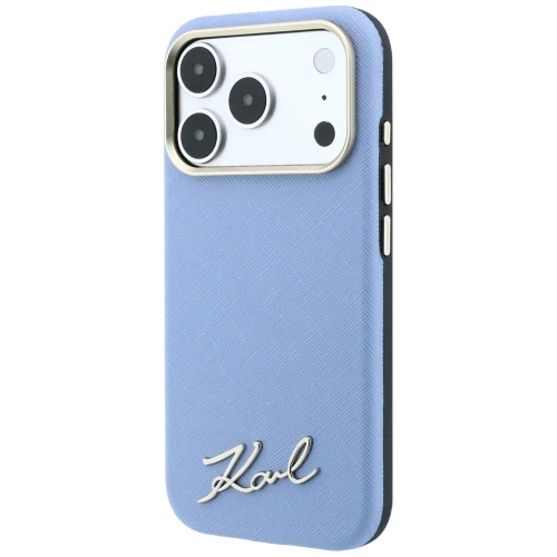 Etui Karl Lagerfeld Lagerfeld Saffiano Small Script Metal Logo do iPhone 18 Pro / 17 Pro do MagSafe, niebieskie