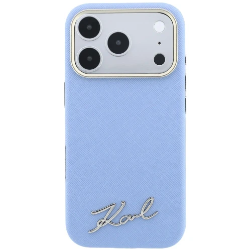 Etui Karl Lagerfeld Lagerfeld Saffiano Small Script Metal Logo do iPhone 18 Pro / 17 Pro do MagSafe, niebieskie
