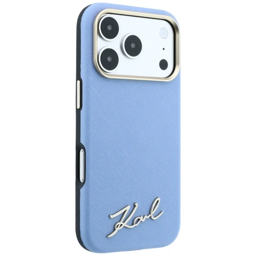 Etui Karl Lagerfeld Lagerfeld Saffiano Small Script Metal Logo do iPhone 18 Pro / 17 Pro do MagSafe, niebieskie