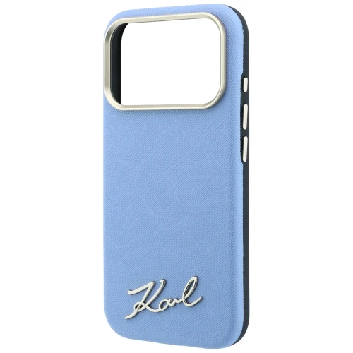 Etui Karl Lagerfeld Lagerfeld Saffiano Small Script Metal Logo do iPhone 18 Pro / 17 Pro do MagSafe, niebieskie
