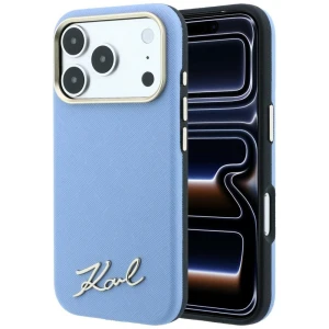 Etui Karl Lagerfeld Saffiano Small Script Metal Logo do iPhone 18 Pro Max / 17 Pro Max do MagSafe, niebieskie