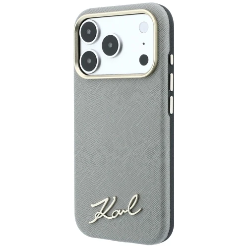 Etui Karl Lagerfeld Lagerfeld Saffiano Small Script Metal Logo do iPhone 18 Pro Max / 17 Pro Max do MagSafe, beżowe