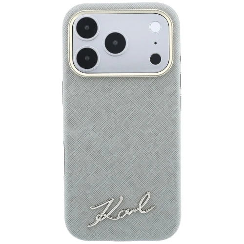 Etui Karl Lagerfeld Lagerfeld Saffiano Small Script Metal Logo do iPhone 18 Pro Max / 17 Pro Max do MagSafe, beżowe
