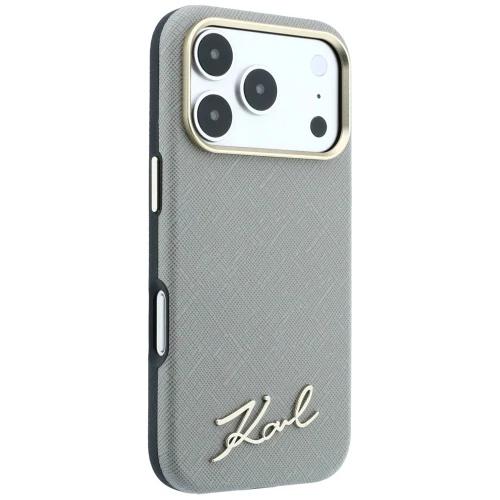 Etui Karl Lagerfeld Lagerfeld Saffiano Small Script Metal Logo do iPhone 18 Pro Max / 17 Pro Max do MagSafe, beżowe
