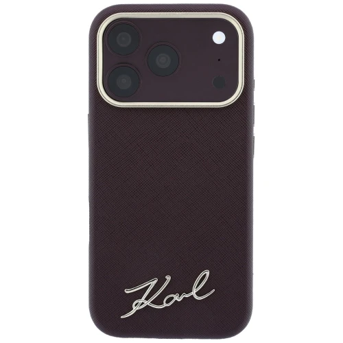 Etui Karl Lagerfeld Lagerfeld Saffiano Small Script Metal Logo do iPhone 18 Pro Max / 17 Pro Max do MagSafe, burgundowe