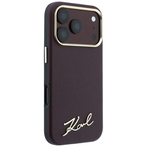 Etui Karl Lagerfeld Lagerfeld Saffiano Small Script Metal Logo do iPhone 18 Pro Max / 17 Pro Max do MagSafe, burgundowe
