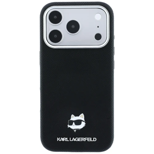 Etui Karl Lagerfeld Grained Choupette Head Metal do iPhone 18 Pro / 17 Pro do MagSafe, czarne