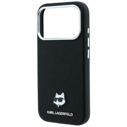 Etui Karl Lagerfeld Grained Choupette Head Metal do iPhone 18 Pro / 17 Pro do MagSafe, czarne