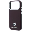Etui Karl Lagerfeld Grained Choupette Head Metal do iPhone 18 Pro / 17 Pro do MagSafe, burgundowe