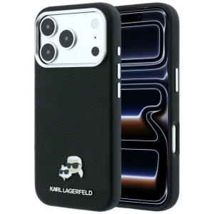 Etui Karl Lagerfeld Grained Choupette Head Metal do iPhone 18 Pro Max / 17 Pro Max do MagSafe, czarne