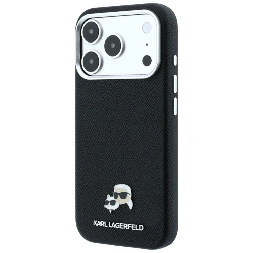 Etui Karl Lagerfeld Grained Choupette Head Metal do iPhone 18 Pro Max / 17 Pro Max do MagSafe, czarne