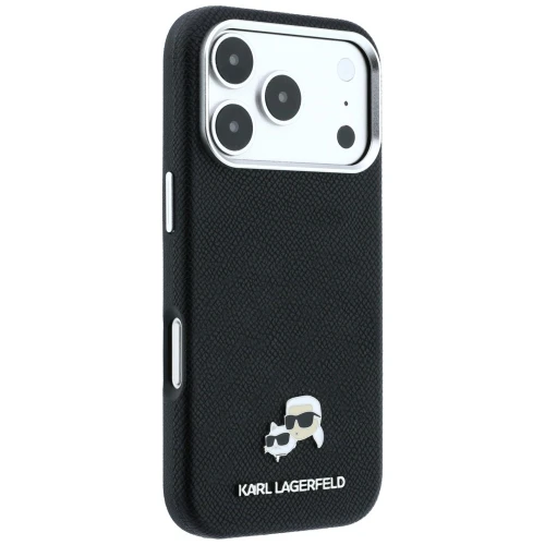 Etui Karl Lagerfeld Grained Choupette Head Metal do iPhone 18 Pro Max / 17 Pro Max do MagSafe, czarne