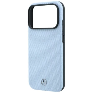 Etui Mercedes Leather Semi Wrap Wood Effect MagSafe do iPhone 18 Pro Max / 17 Pro Max, niebieskie