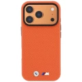 Etui BMW M Quadrille Kevlar Metal Logo MagSafe do iPhone 18 Pro / 17 Pro, pomarańczowe (3/8)