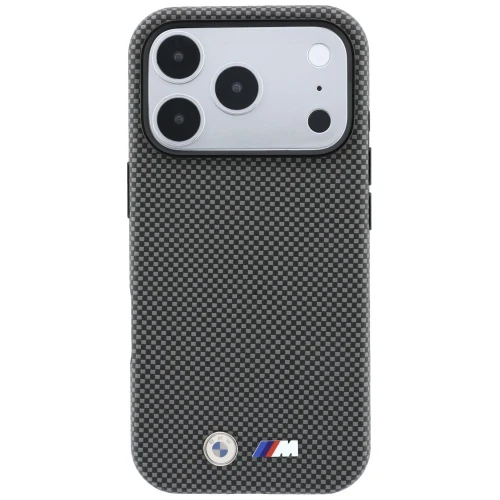 Etui BMW M Quadrille Kevlar Metal Logo MagSafe do iPhone 18 Pro Max / 17 Pro Max, szare (3/8)