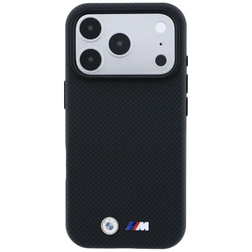 Etui BMW M Quadrille Kevlar Metal Logo MagSafe do iPhone 18 Pro Max / 17 Pro Max, czarne (3/8)