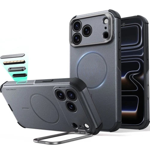 Etui ESR Cyber Tough Case Kickstand do MagSafe do iPhone 18 Pro / 17 Pro, szare (1/7)