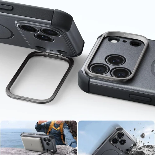 Etui ESR Cyber Tough Case Kickstand do MagSafe do iPhone 18 Pro / 17 Pro, szare (4/7)