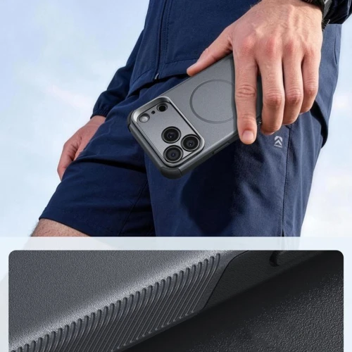 Etui ESR Cyber Tough Case Kickstand do MagSafe do iPhone 18 Pro / 17 Pro, szare (6/7)