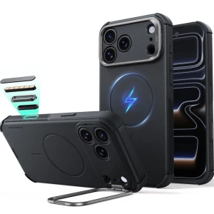 Etui ESR Cyber Tough Case Kickstand do MagSafe do iPhone 18 Pro / 17 Pro, czarne
