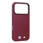 Etui BMW M Carbon Metal Logo MagSafe do iPhone 18 Pro Max / 17 Pro Max, bordowe
