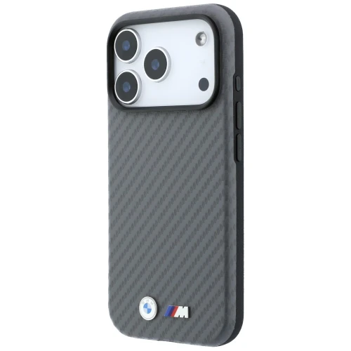 Etui BMW M Carbon Metal Logo MagSafe do iPhone 18 Pro Max / 17 Pro Max, szare (1/8)