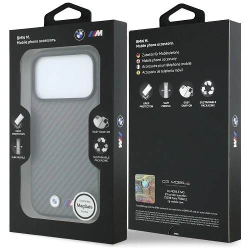 Etui BMW M Carbon Metal Logo MagSafe do iPhone 18 Pro Max / 17 Pro Max, szare (8/8)