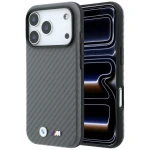 Etui BMW M Carbon Metal Logo MagSafe do iPhone 18 Pro / 17 Pro, szare