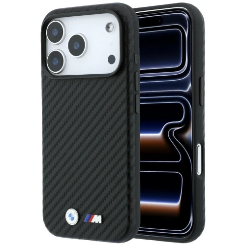 Etui BMW M Carbon Metal Logo MagSafe do iPhone 18 Pro Max / 17 Pro Max, czarne (8/8)