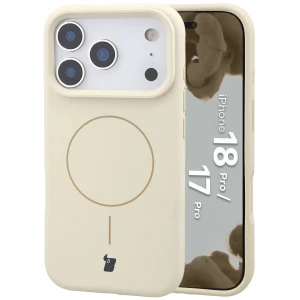 Silikonowe etui z pierścieniem magnetycznym Bizon Soft Case Magnetic do iPhone 18 Pro / 17 Pro, écru