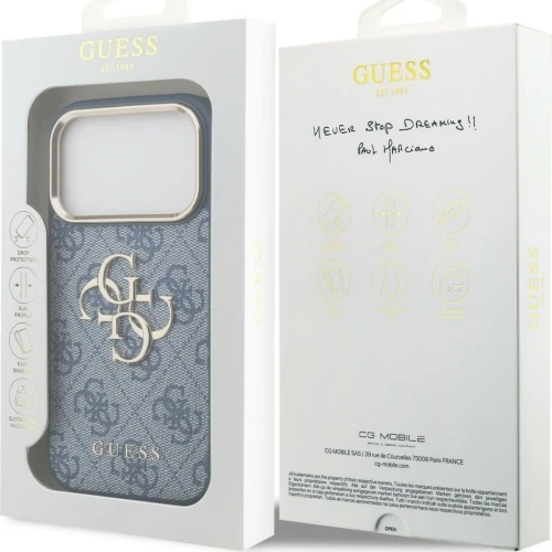 Etui Guess 4G Big Logo Classic Logo do iPhone 18 Pro / 17 Pro, niebieskie
