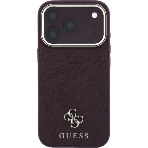Etui Guess Saffiano Small 4G Classic Logo do iPhone 18 Pro / 17 Pro do MagSafe, burgundowe