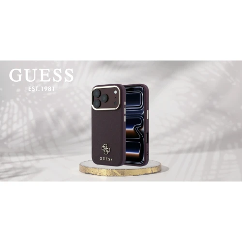 Etui Guess Saffiano Small 4G Classic Logo do iPhone 18 Pro / 17 Pro do MagSafe, burgundowe