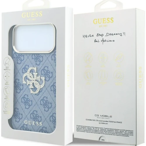 Etui Guess 4G Big Strass Logo 4G Classic Logo do iPhone 18 Pro / 17 Pro, niebieskie