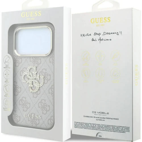 Etui Guess 4G Big Strass Logo 4G Classic Logo do iPhone 18 Pro / 17 Pro, różowe