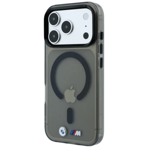 Etui BMW M IML Frosted Metal Logo Trims MagSafe do iPhone 18 Pro / 17 Pro, przezroczysto czarne (1/8)