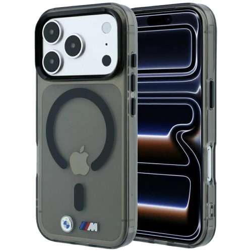 Etui BMW M IML Frosted Metal Logo Trims MagSafe do iPhone 18 Pro / 17 Pro, przezroczysto czarne (7/8)