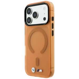 Etui BMW M IML Frosted Metal Logo Trims MagSafe do iPhone 18 Pro Max / 17 Pro Max, przezroczysto pomarańczowe