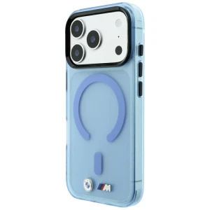 Etui BMW M IML Frosted Metal Logo Trims MagSafe do iPhone 18 Pro Max / 17 Pro Max, przezroczysto niebieskie